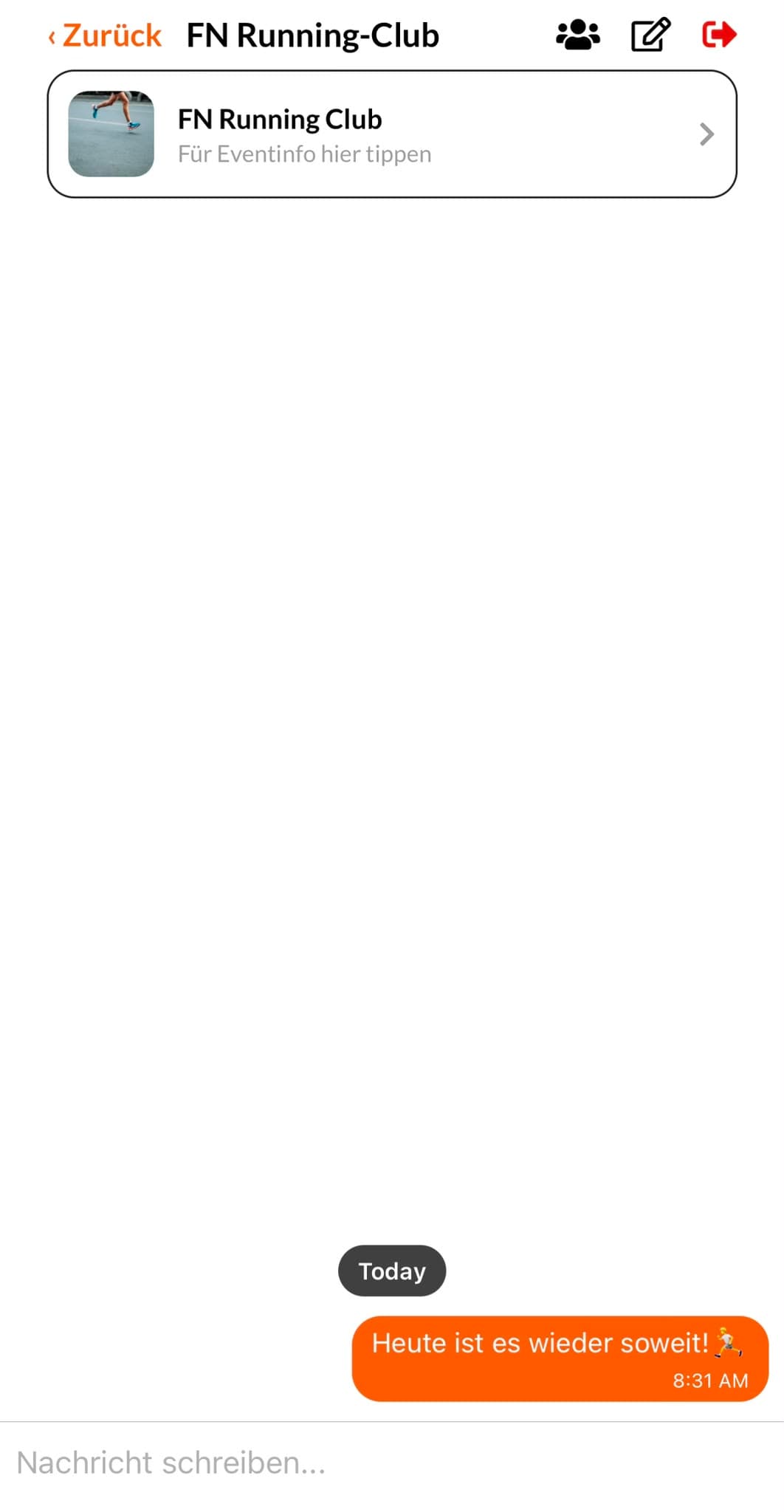Gruppenchat zu einer Sport-Session